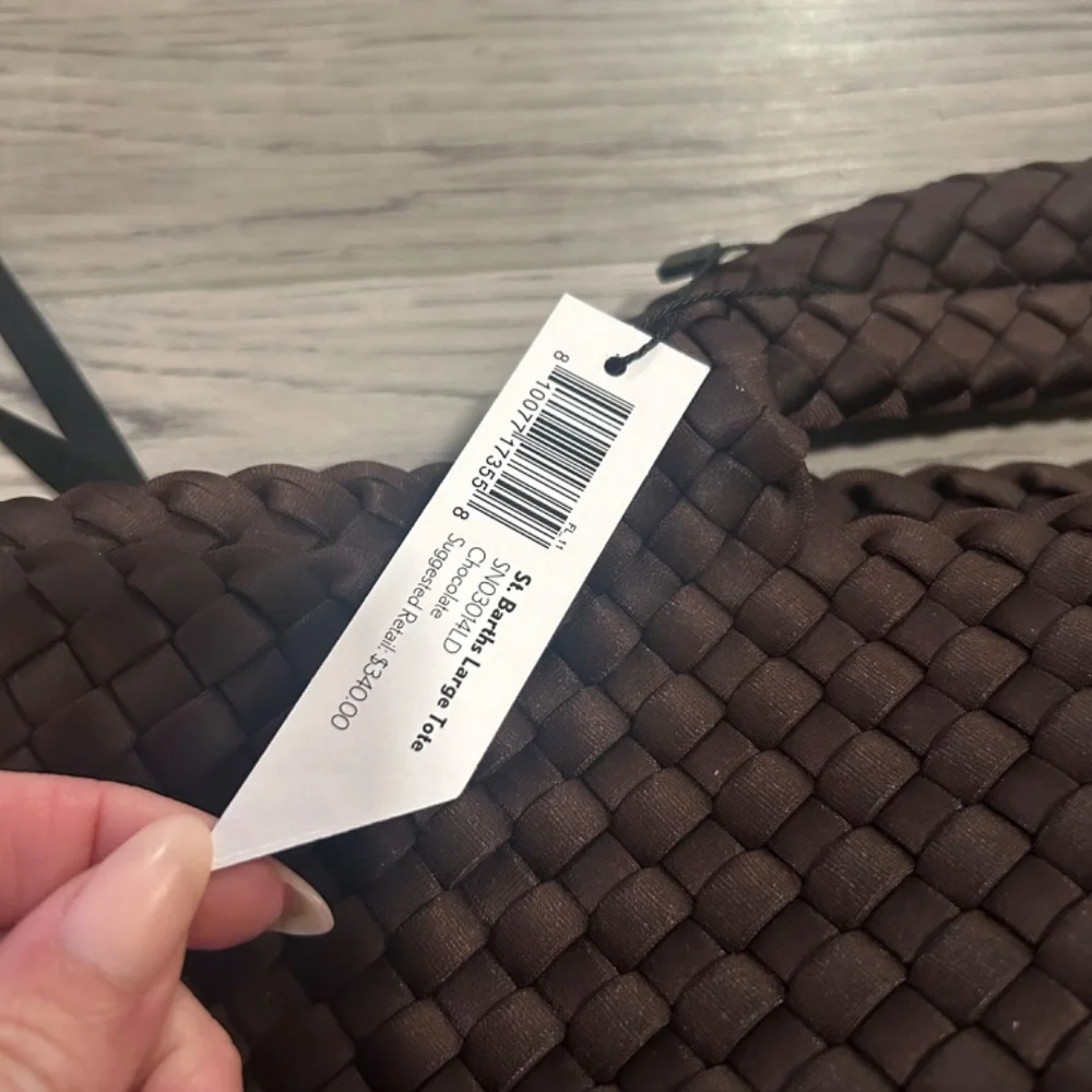 NEW NAGHEDI Handwoven St. Barths Large Tote Chocolate - Picture 5 of 6